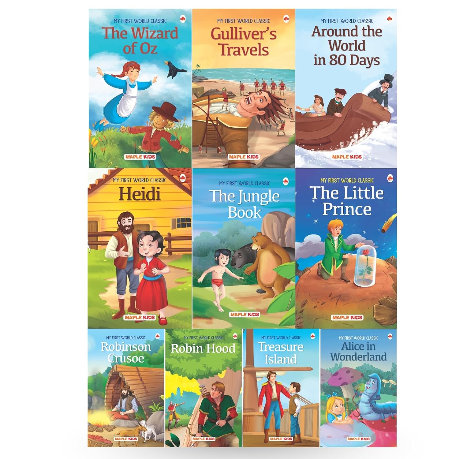 Story Books for Kids – World Classic (Set of 10 Books) – Moral Stories -Bedtime Children Story Book -Read Aloud to Infants, Toddlers -Alice in Wonderland,Heidi, Jungle Book, Robinson Crusoe