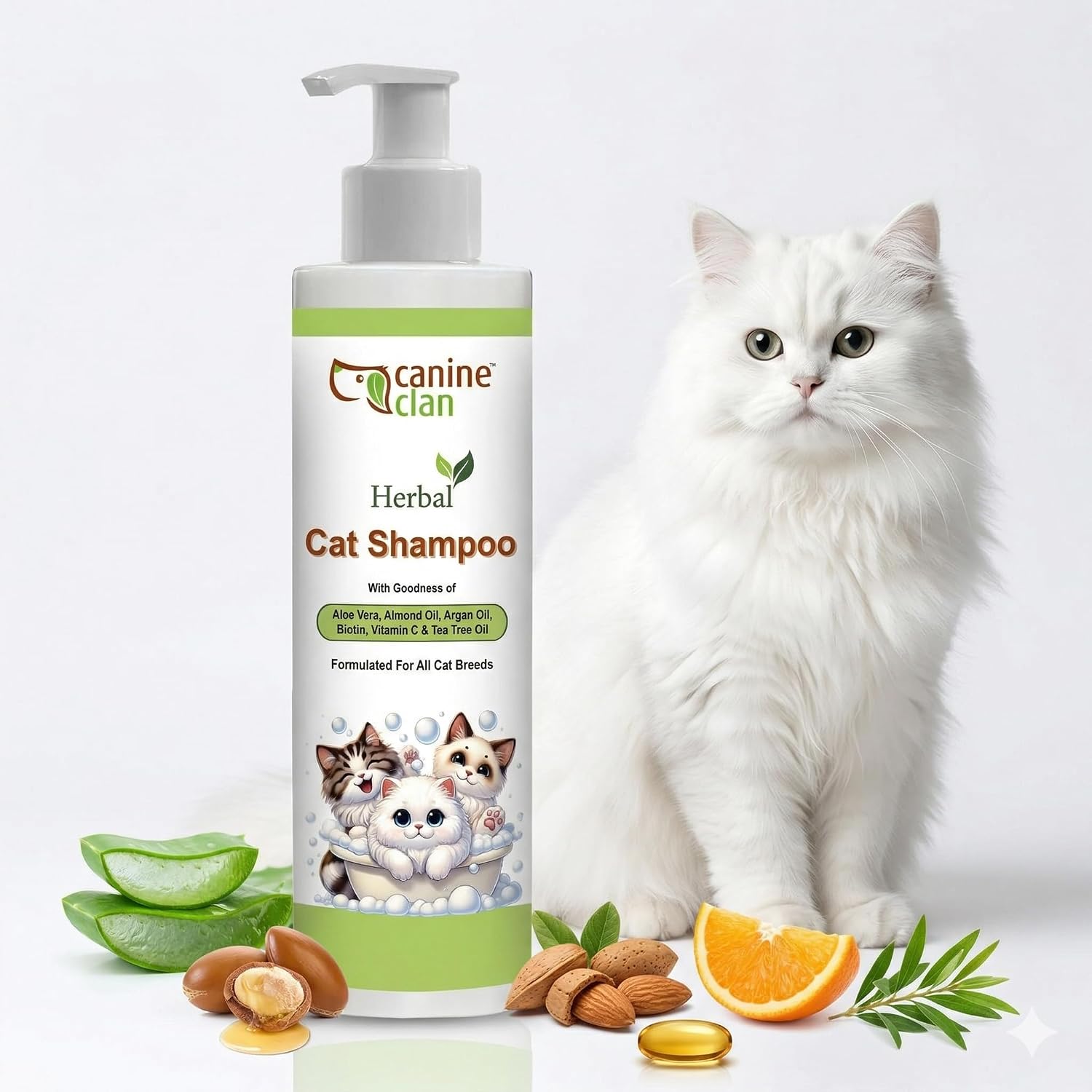 Herbal Cat Shampoo | Gently Cleanse, Condition & Detangle Your Cat’s Coat | for All Cat Breeds | 100 ml