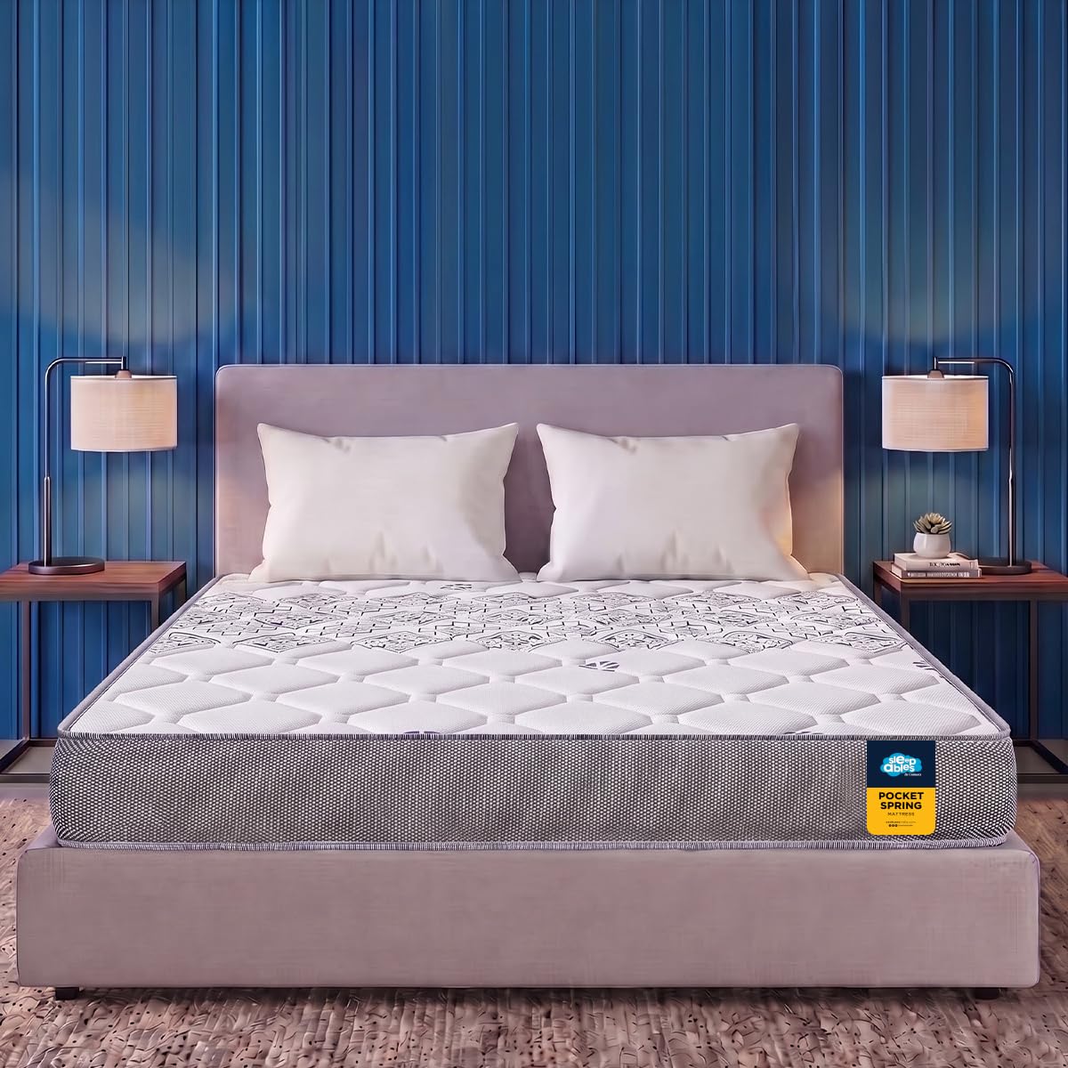 Centuary Mattresses Sleepables 6-Inch King Size Ortho Pocketed Zero Partner Disturbance Plush Quilted Rolled Packed Pocket Spring Mattress (72x60x6)