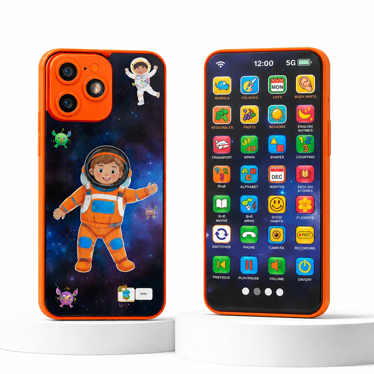 Wishkey Edu Phone for Kids 2.0 Space Theme 28 Functions 84 Features Rechargeable USB Cable Not Included Toddler Learning Mobile Toy with Multi-Language 10 Indian Languages for Boys Girls Age 2+