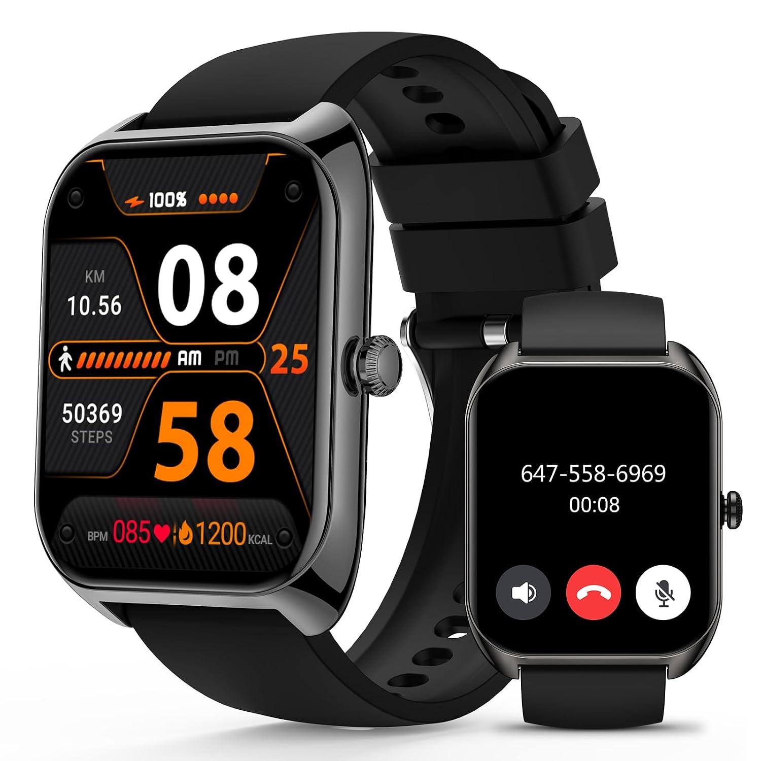 Smart Watch (Answer/Make Call) for Men Women, 2.02″ Smartwatch with Blood Oxygen/Blood Pressure/Heart Rate/Sleep Monitor, IPX8 Waterproof Fitness Tracker, 100+ Sports Modes Compatible with iOS Android