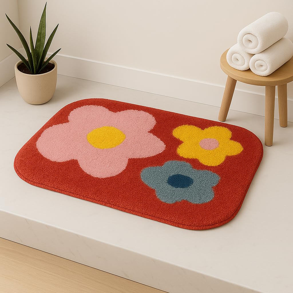 Flower Bathmat For Bathroom Mat Anti Slip Water Soak Floor Mat For Kids