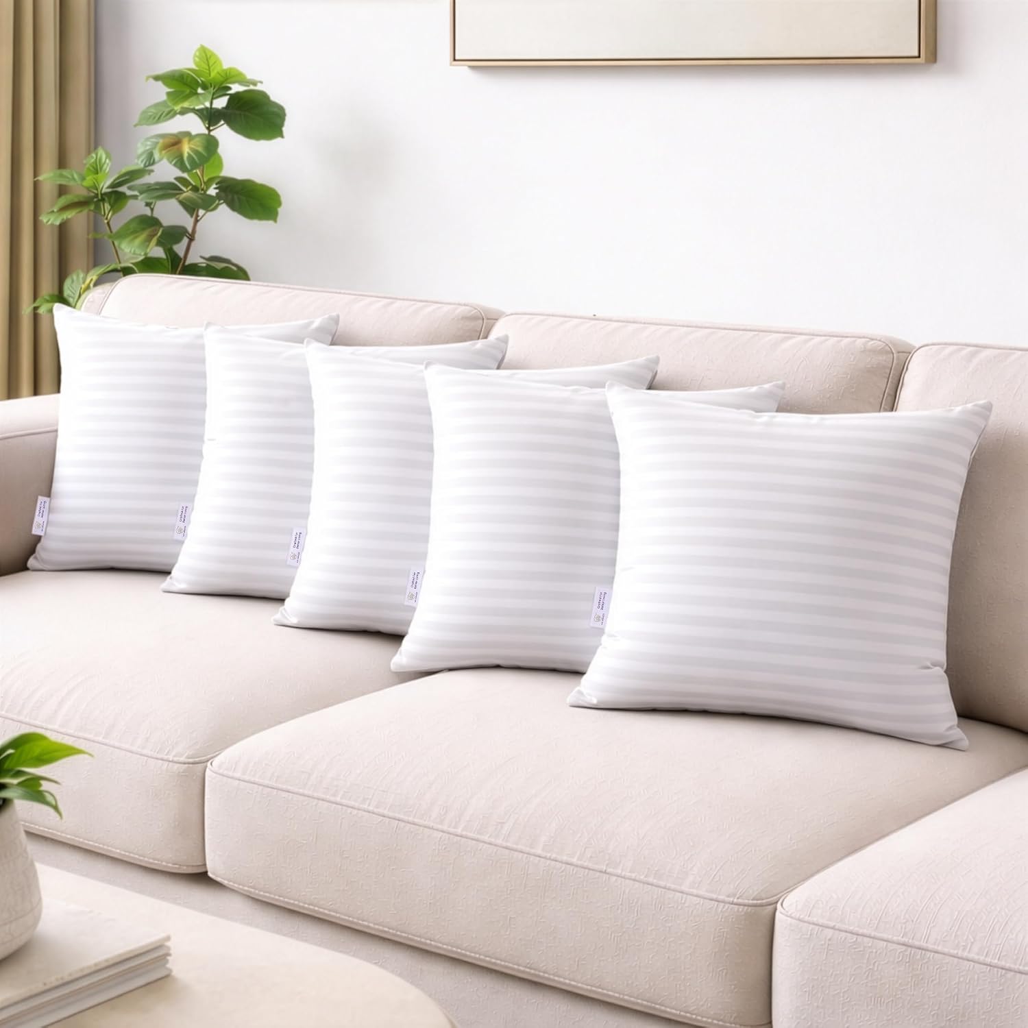 MY ARMOR Microfiber Cushion for Sofa | 16 X 16 Inch | Set of 5 – Stripe
