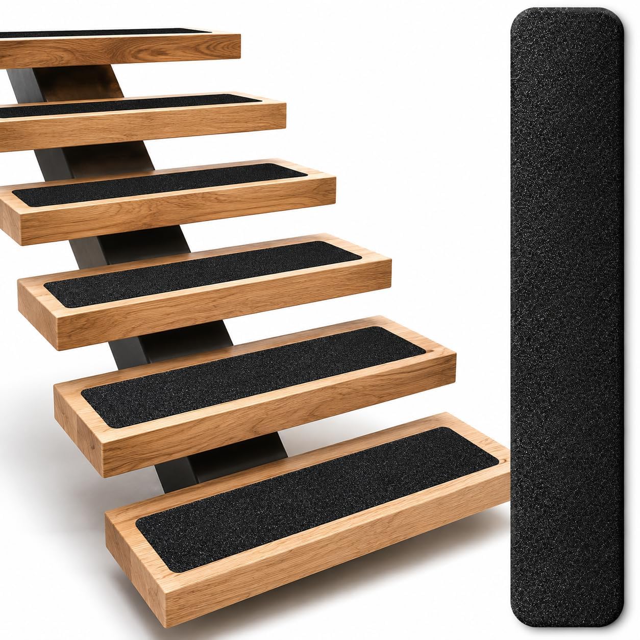 Anti Slip Traction Treads with Glow in the Dark Stripe,Stair Grip Tape, 4 x 24 Inch Non Slip Safety Tape for Stairs, Outdoor & Indoor Abrasive Adhesive Step Treads for Wood, Tile, Pack of 3