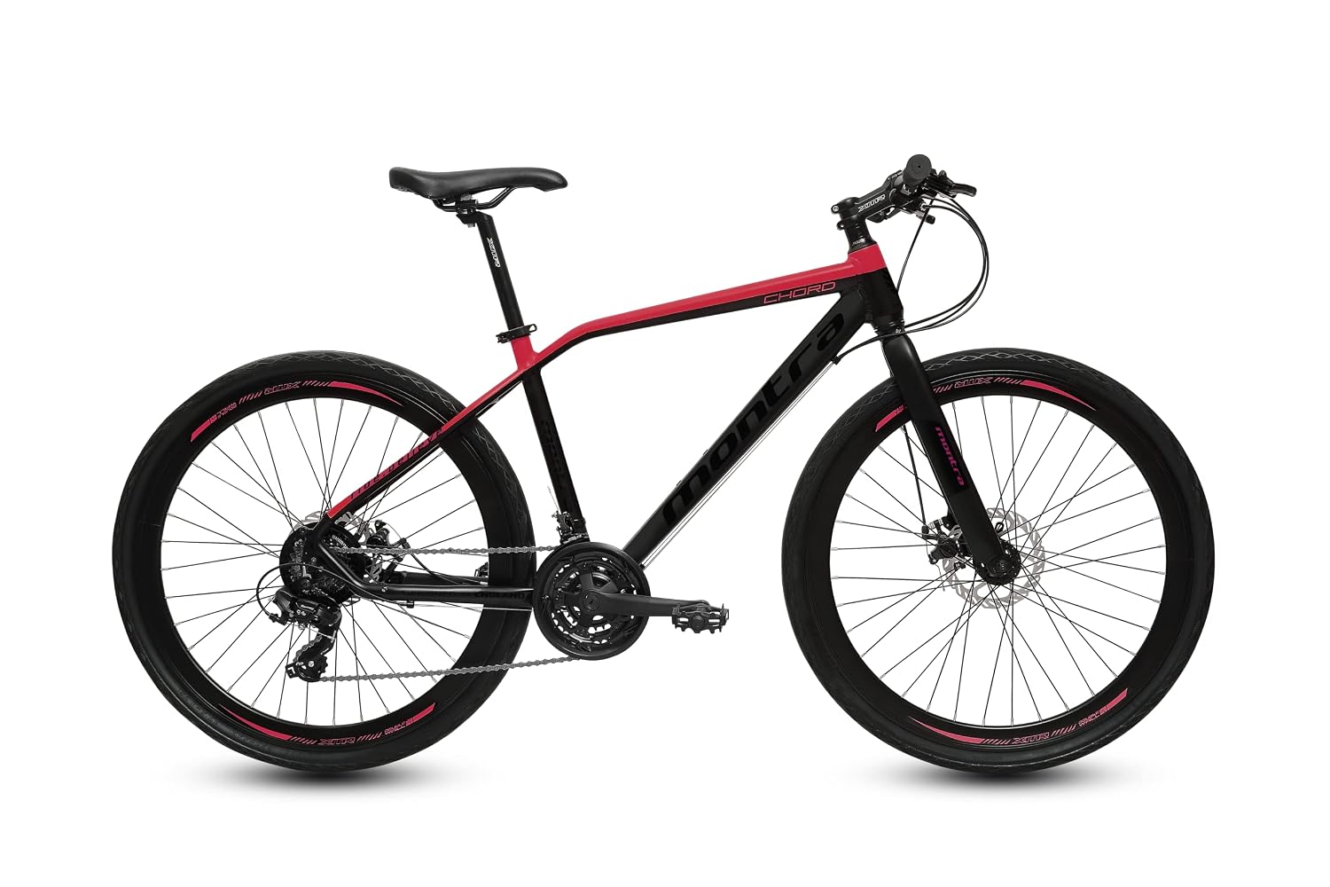 Montra Chord 7X3 Geared with Disc 27.5 Ruby Red and Black with Grey, 69.85 cm Frame, (1FPQ36G0C07000A), Full Suspension Mountain Bike for Boys