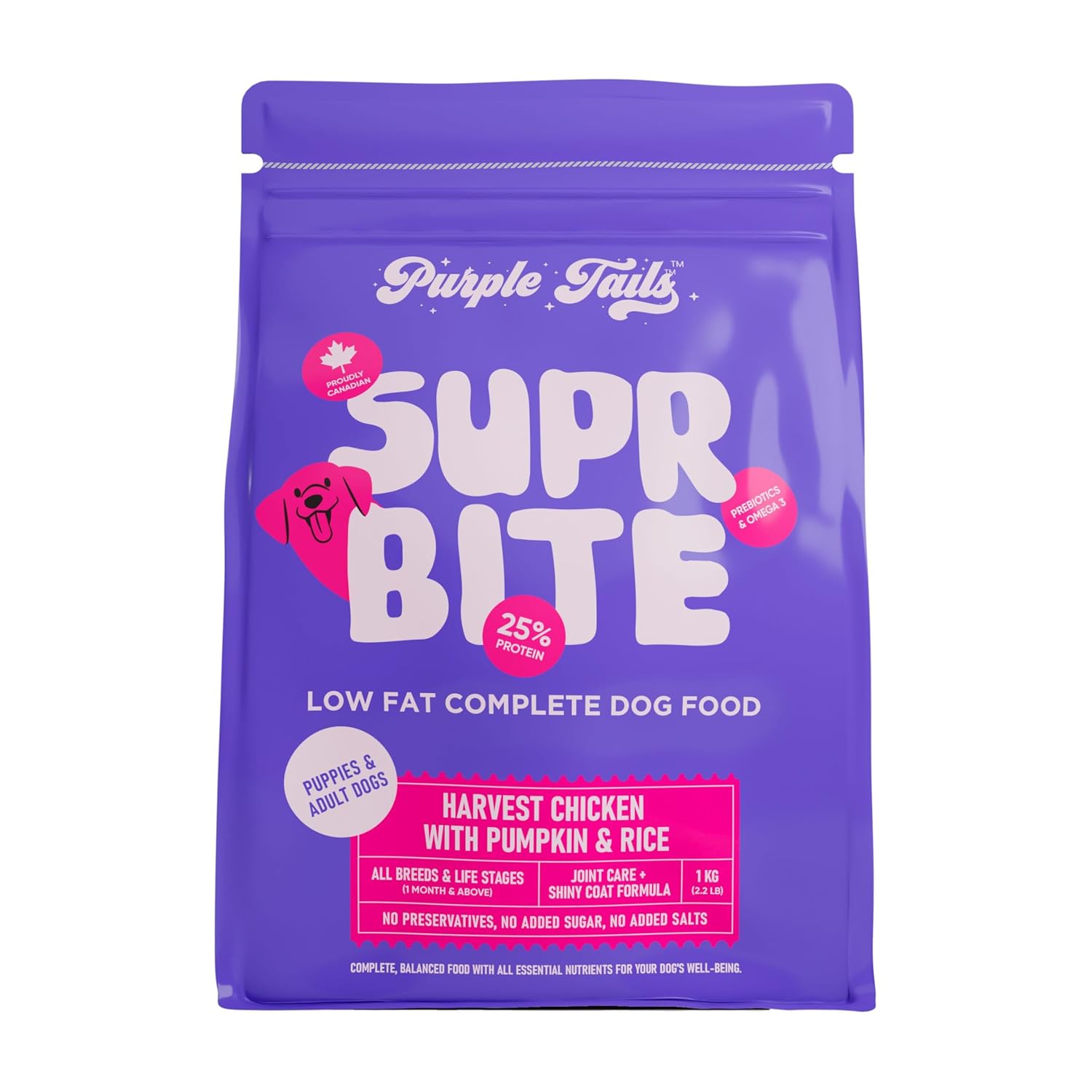 Canada Supr Bite High Protein Dry Dog Food | Puppy & Adult Dog Food | Supports Strong Muscles, Healthy Immunity & Active Lifestyle (1 KG)