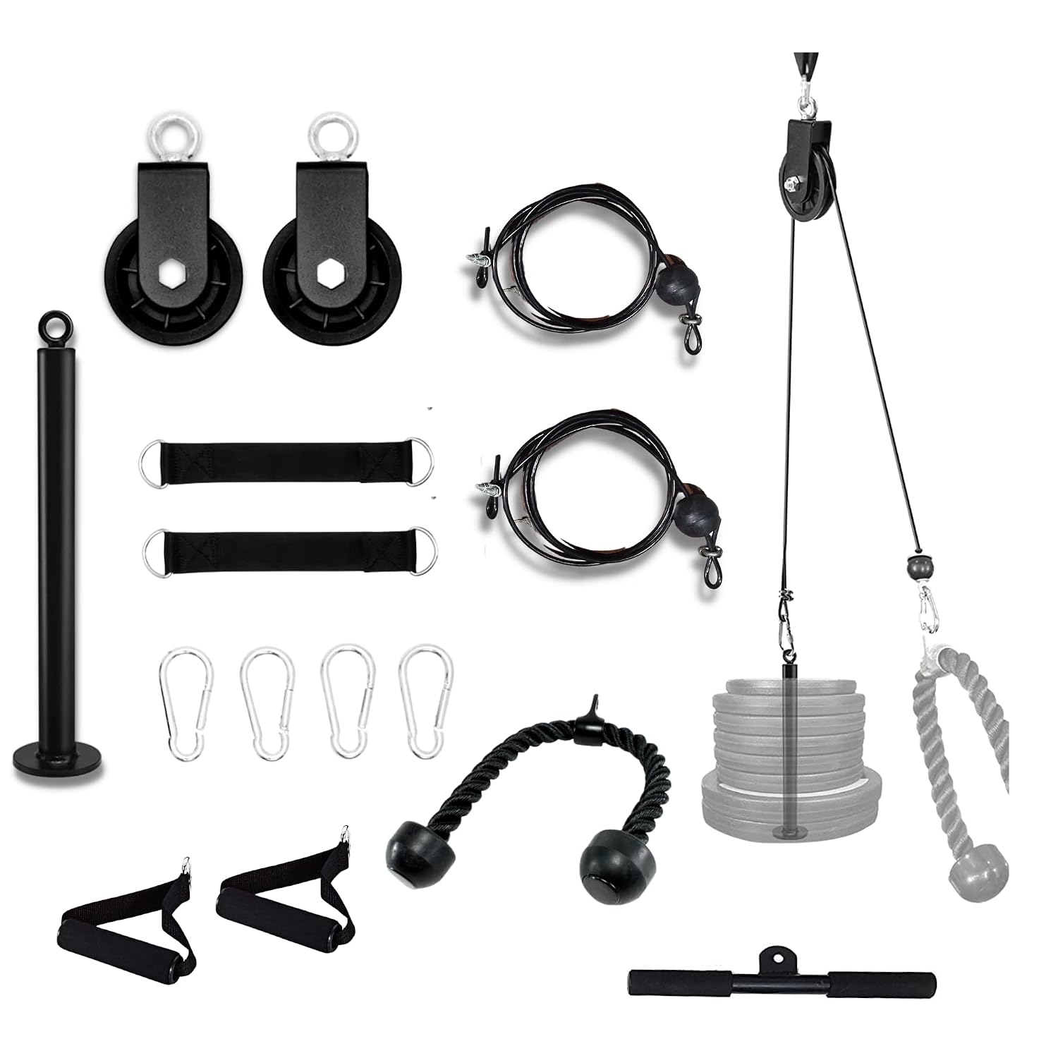 HASHTAG FITNESS Bicep,Triceps Exercise Home Gym Equipment Weight Cable Pulley System Gym With 360° Rotation Portable Upgraded Lat Pull Down Cable Machine Attachments Weight Loading Pin