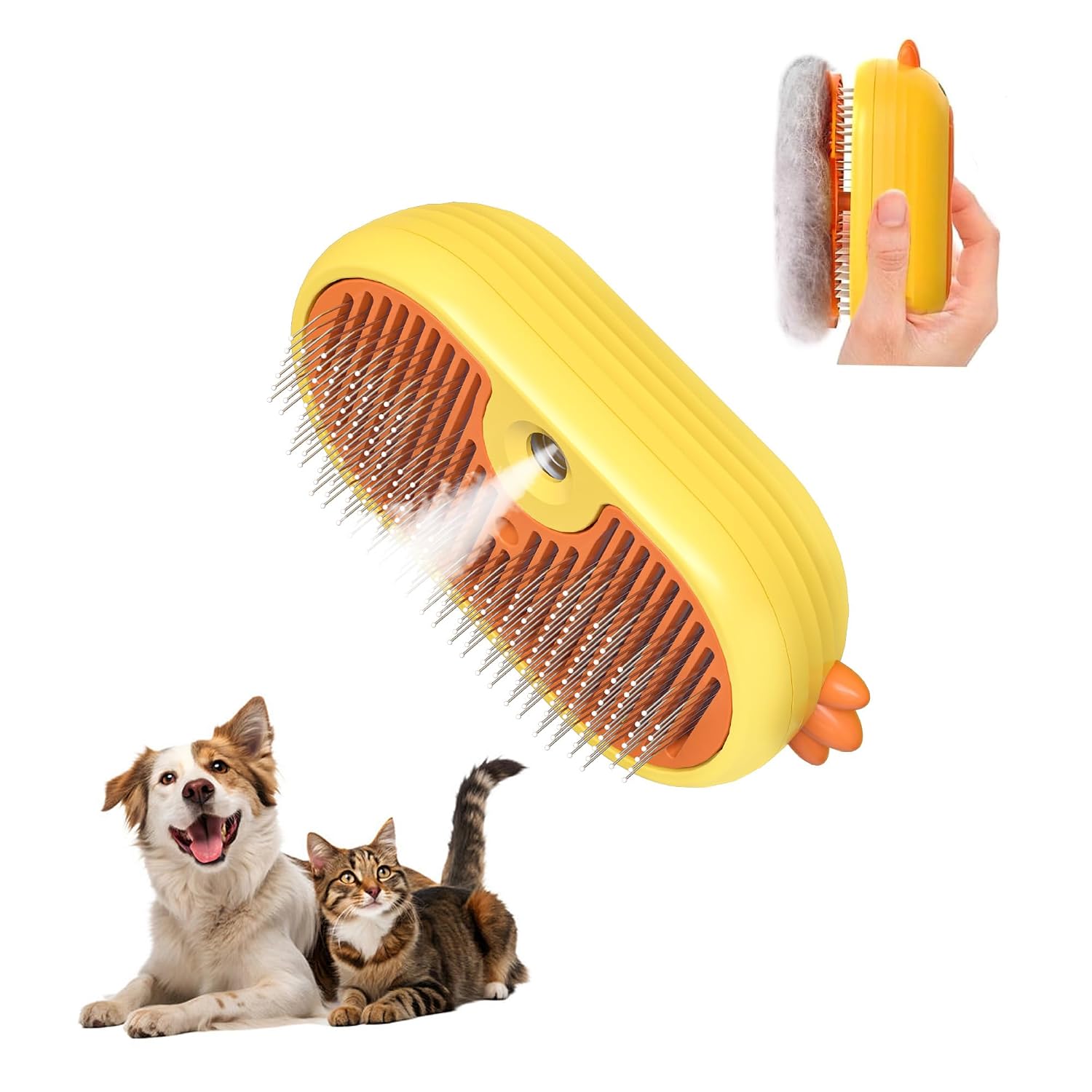 Petverse Pet Hair Spray Comb with Mist for Dogs and Cats, Steam Grooming Brush for Pet Hair Removal and Detangling, Pet Grooming Tool