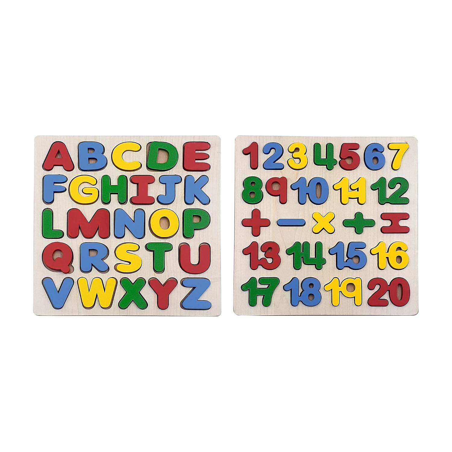 Tantrums Preschool Wooden Educational Puzzle Set – Learn Alphabet & Numbers, Colourful Montessori Toy, Develops Hand-Eye Coordination (Alphabet & Number), 24 Months And Above