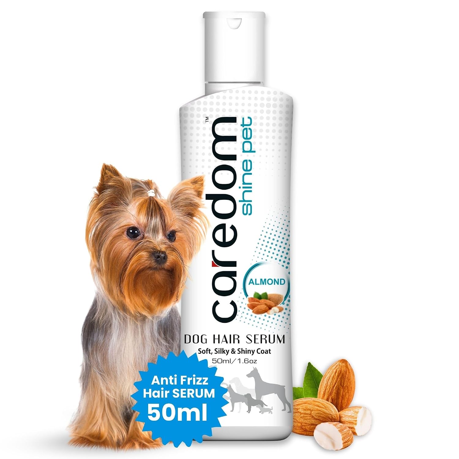 Shine Pet Dog Serum – 50 ml | Dog Hair Serum | Almond Enriched Instant Shine & Detangle | Silky Smooth Coat | Lightweight Non-Sticky | Easy Grooming | All Breed Care