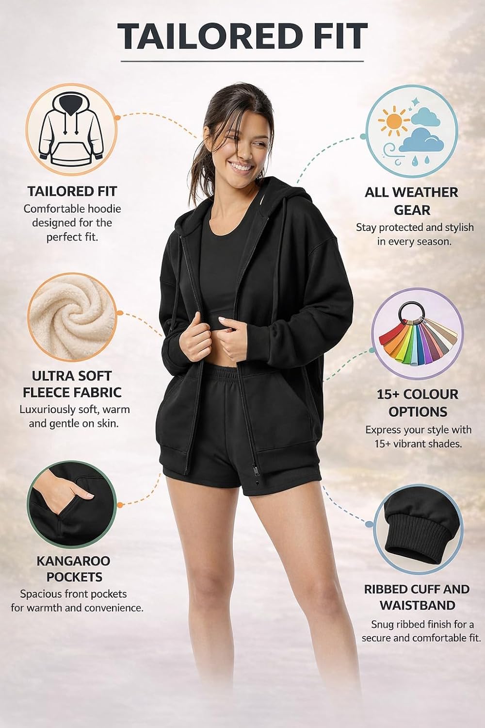 FUNKY MONKEY – Women’s Cute Hoodies Teen Girl Winter Jacket Sweatshirts Casual Drawstring Clothes Zip Up Hoodie with Pocket