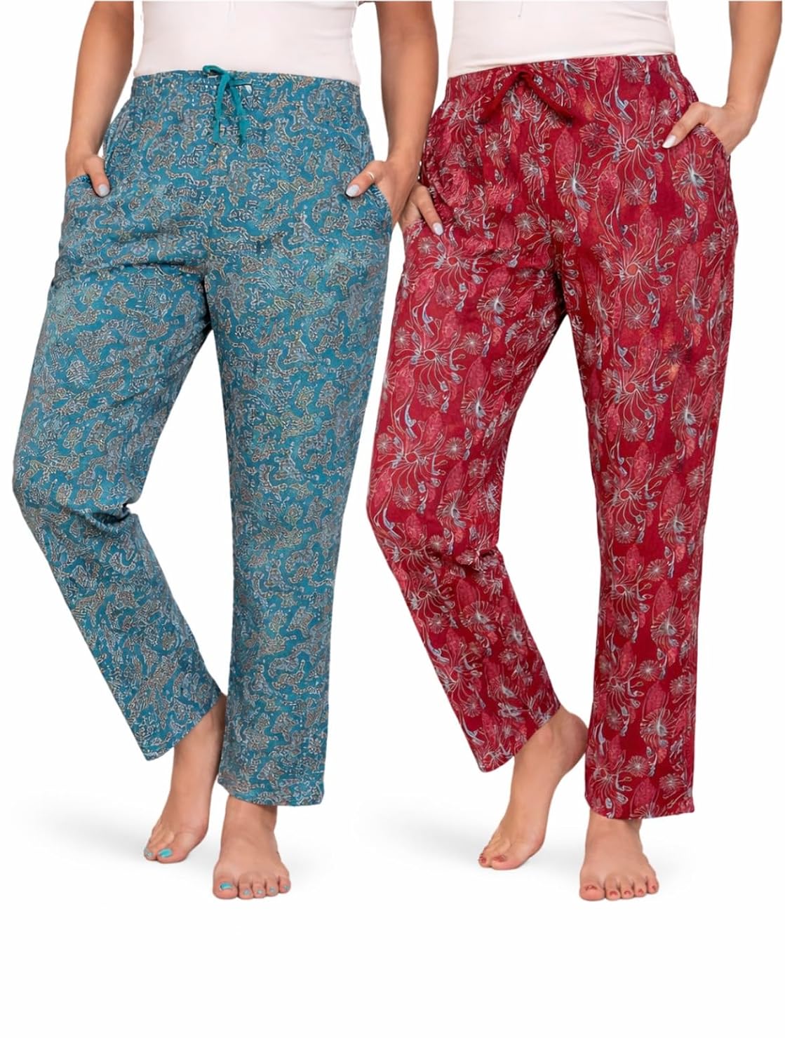 Women Pajama Pack of 2 | Soft Cotton Lounge Pants | Comfortable Nightwear Bottoms