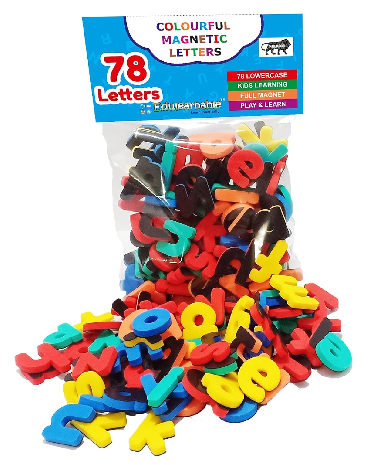 78pcs ABCD Fully Magnetic Letters Lowercase Alphabet Magnets Fridge Magnet Educational Toy for Kids Toddlers Preschool Kids Learning Spelling Counting Gift for Birthday