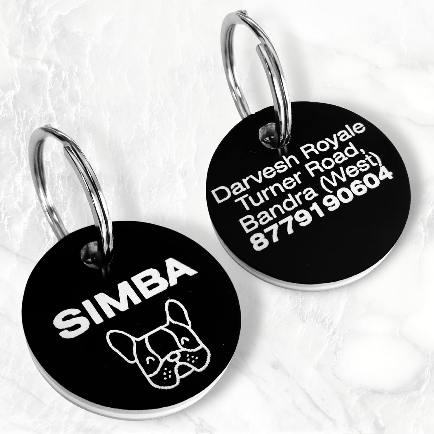 Pally Pets’ Products Customized Cat Or Dog Name Tag For Pet ID Engraved, Water-Proof And Rust-Proof (35 Mm Round) | Basic, 1 Label
