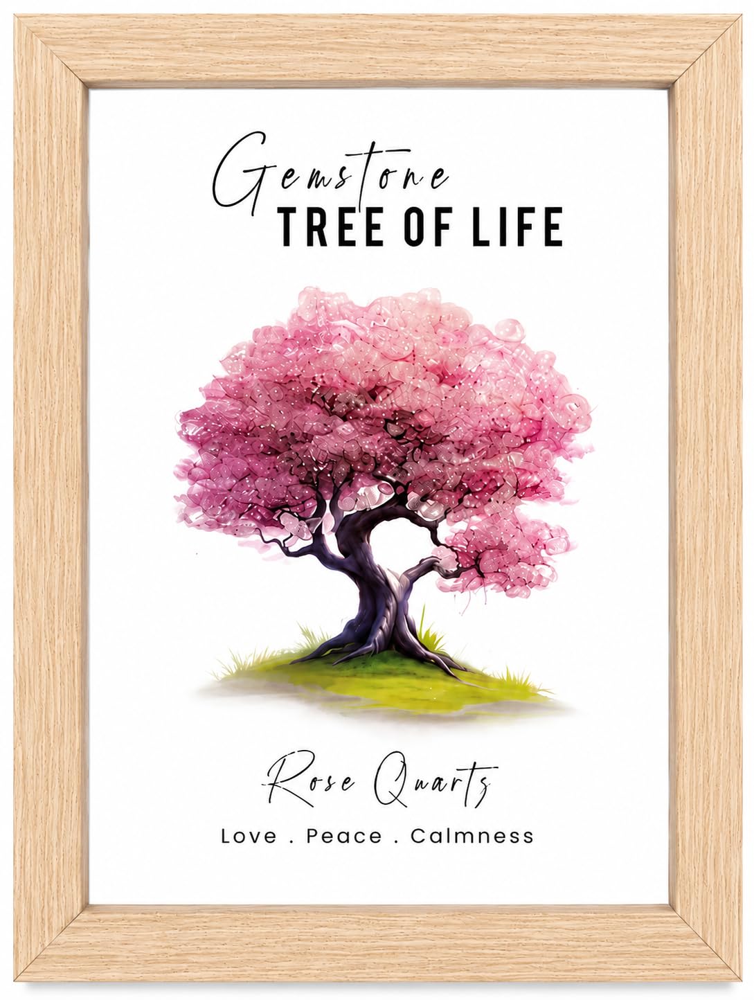 EverMineCrystal Rose Quartz Tree of Life Wall Frame for Home Decor | Crystal Gemstone Art Frame | Love, Peace & Calmness Decorative Wall Hanging | Spiritual Healing Gift for Living Room, Bedroom & Office