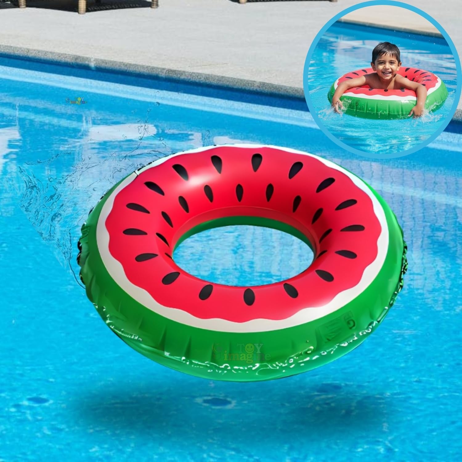 Toy Imagine 60 cm Watermelon Inflatable Swimming Tube Kids Floating Swim Ring,Baby Tube,Water Toys & Pool Party Accessories for Boys and Girls Summer Fun