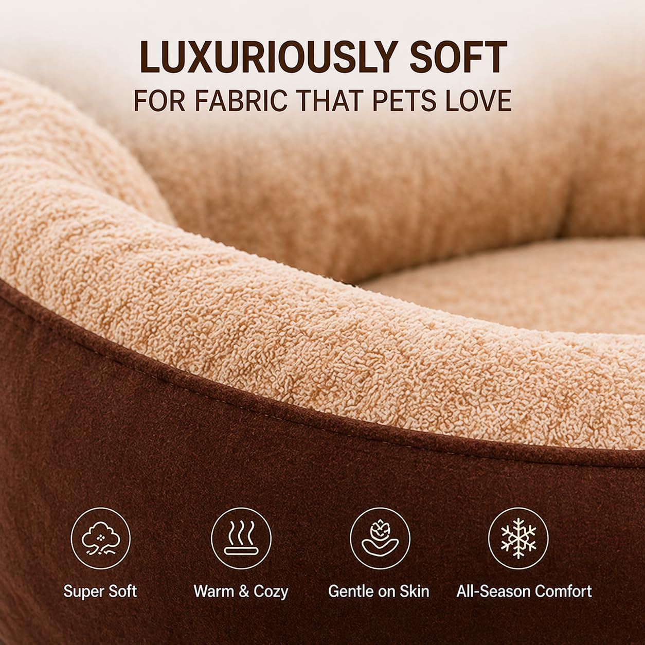 Premium Dog Bed with Free Blanket for Small, Medium & Large Dogs | Soft Fur Orthopedic Washable Pet Bed with Fiber Filling | Anti Slip Calming Dog Mattress for Puppies & Adult Dogs (S)