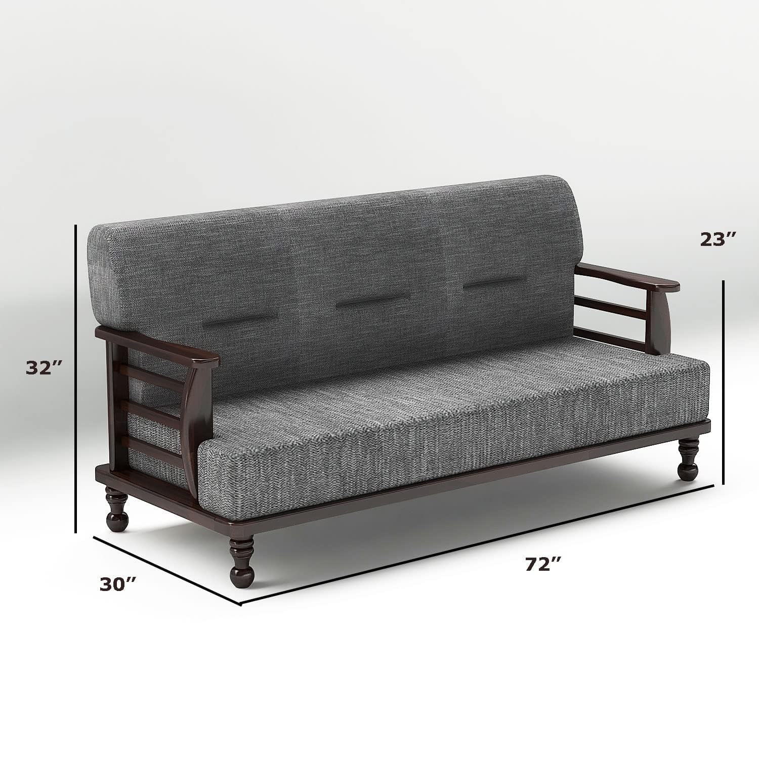 DaneWood – 3-Person Sofa Set for Living Room, Drawing Room & Office Lounge|Capacity – Three Seater, Sheesham Wood, Dark Brown Finish
