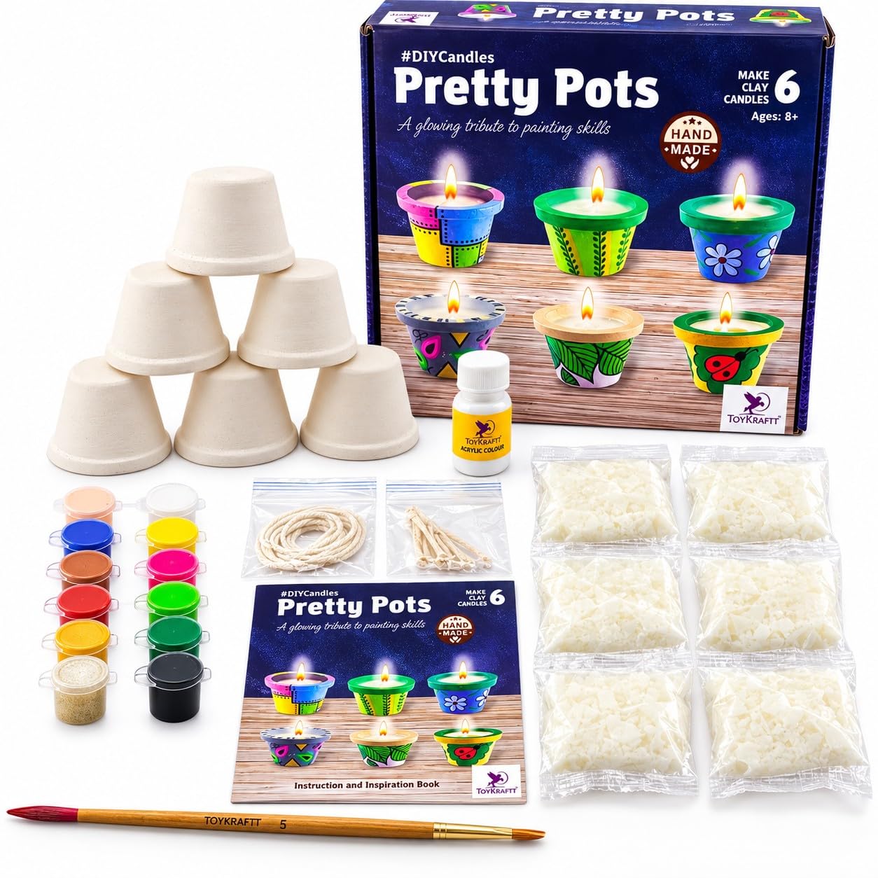 TOYKRAFTT Pretty Pots Painting & Candle Making Kit for Kids Age 9-12