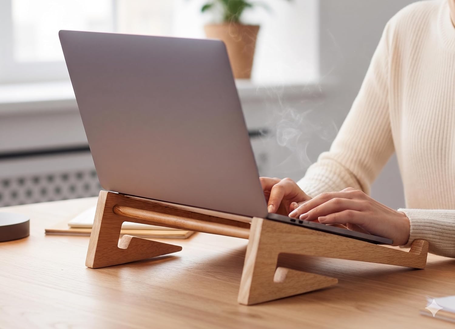 Laptop Stand & Riser Notebook Holder for Work, Study, Office Desk Laptop Solid Wood Stand Compatible with 13–15.6-inch laptops, MacBook Pro, Dell XPS, Surface Pro, HP, Lenovo Natural