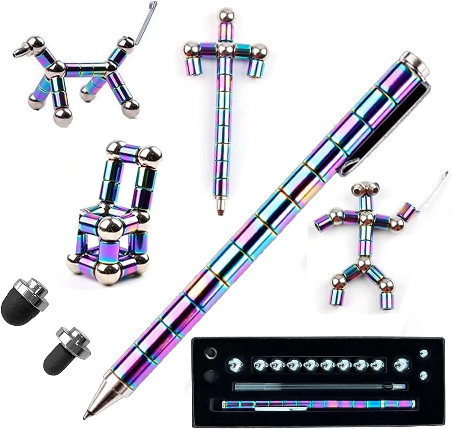 JIAVAXA Magnetic Fidget Toy Pen-Fidget Toys For Eliminate Pressure Fidget Gadgets,Teenage Girls Boys-Toy Pen Decompression Modular Creativity Tools For Adult & Creative Toys For Kids(Multi Color)