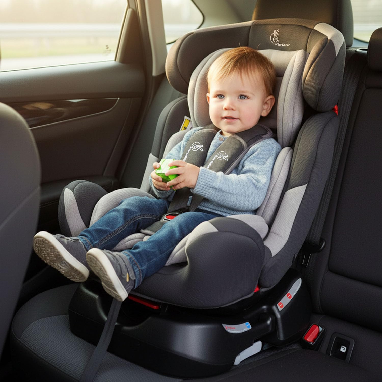 R for Rabbit Convertible Baby Car Seat Jack N Jill Grand Innovative ECE R44/04 Safety Certified Car Seat for Kids of 0 to 7 Years Age with 3 Recline Position (Grey)