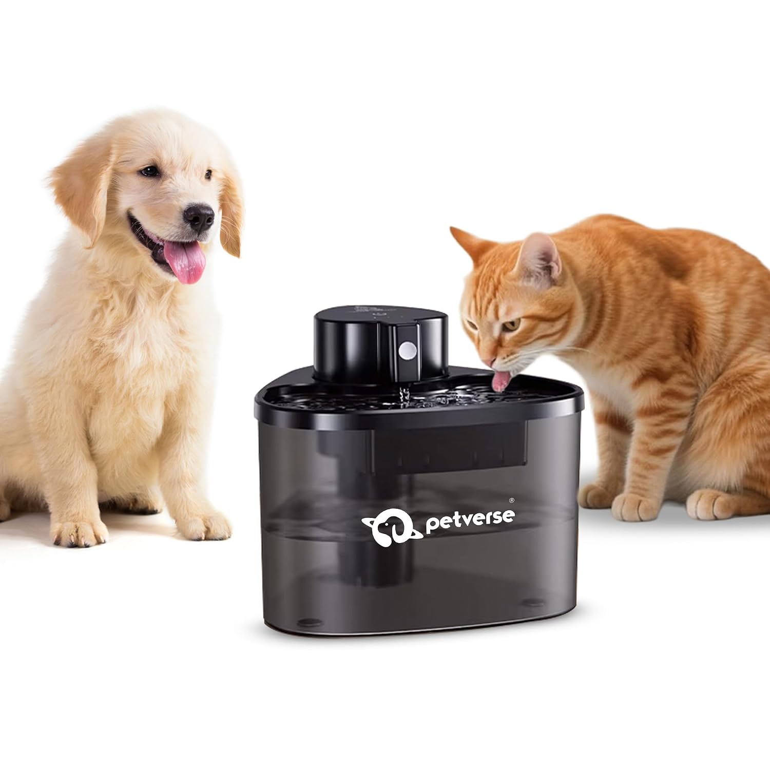 Petverse Wireless Cat Water Fountain 2L Battery Operated Pet Water Dispenser for Cats and Dogs, Ultra Quiet, BPA Free, with Filters, LED Indicator and 3 Flow Modes