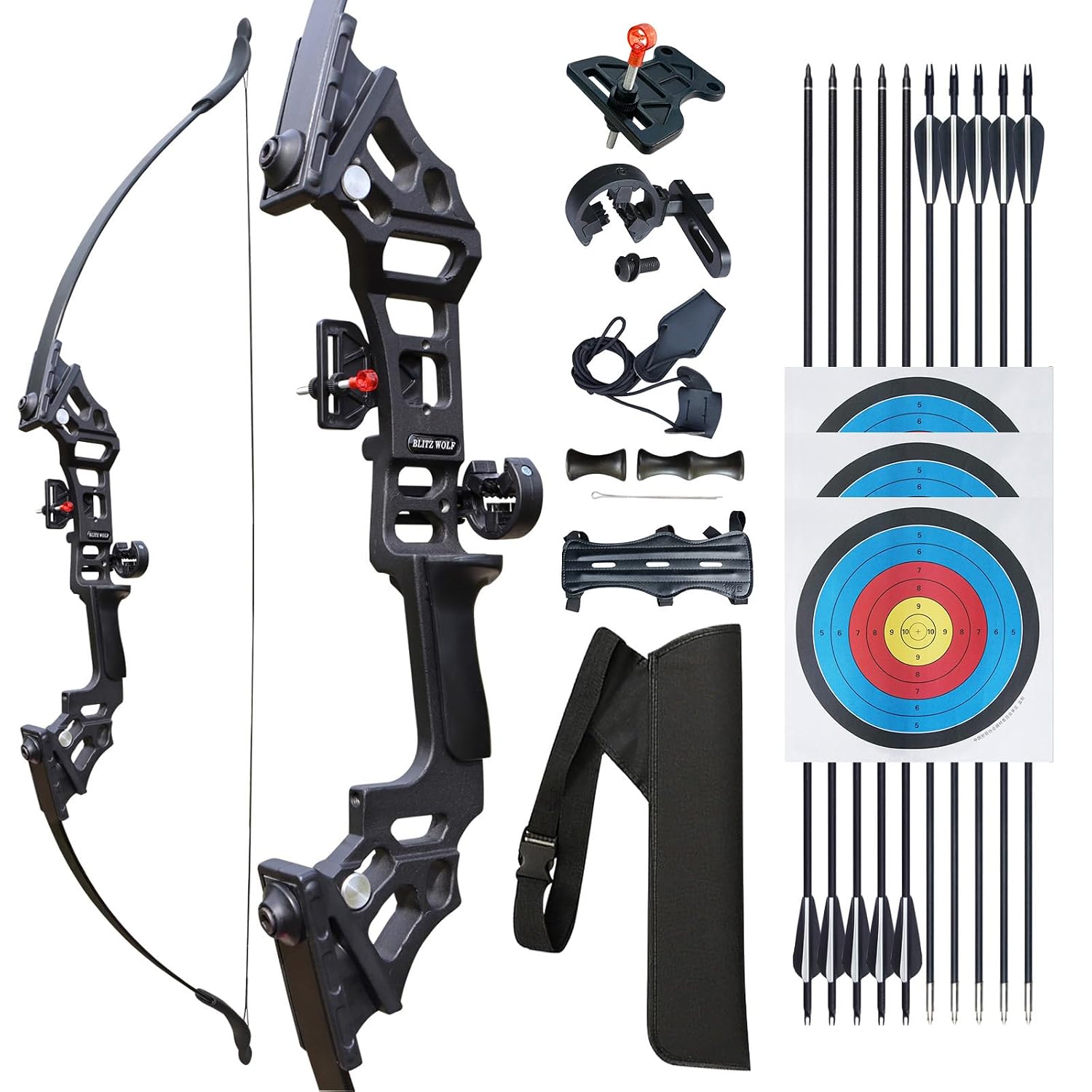 Archery Bow Set – Recurve Bow and Arrow Adult Set, 51″ Takedown, 30/40/50lb