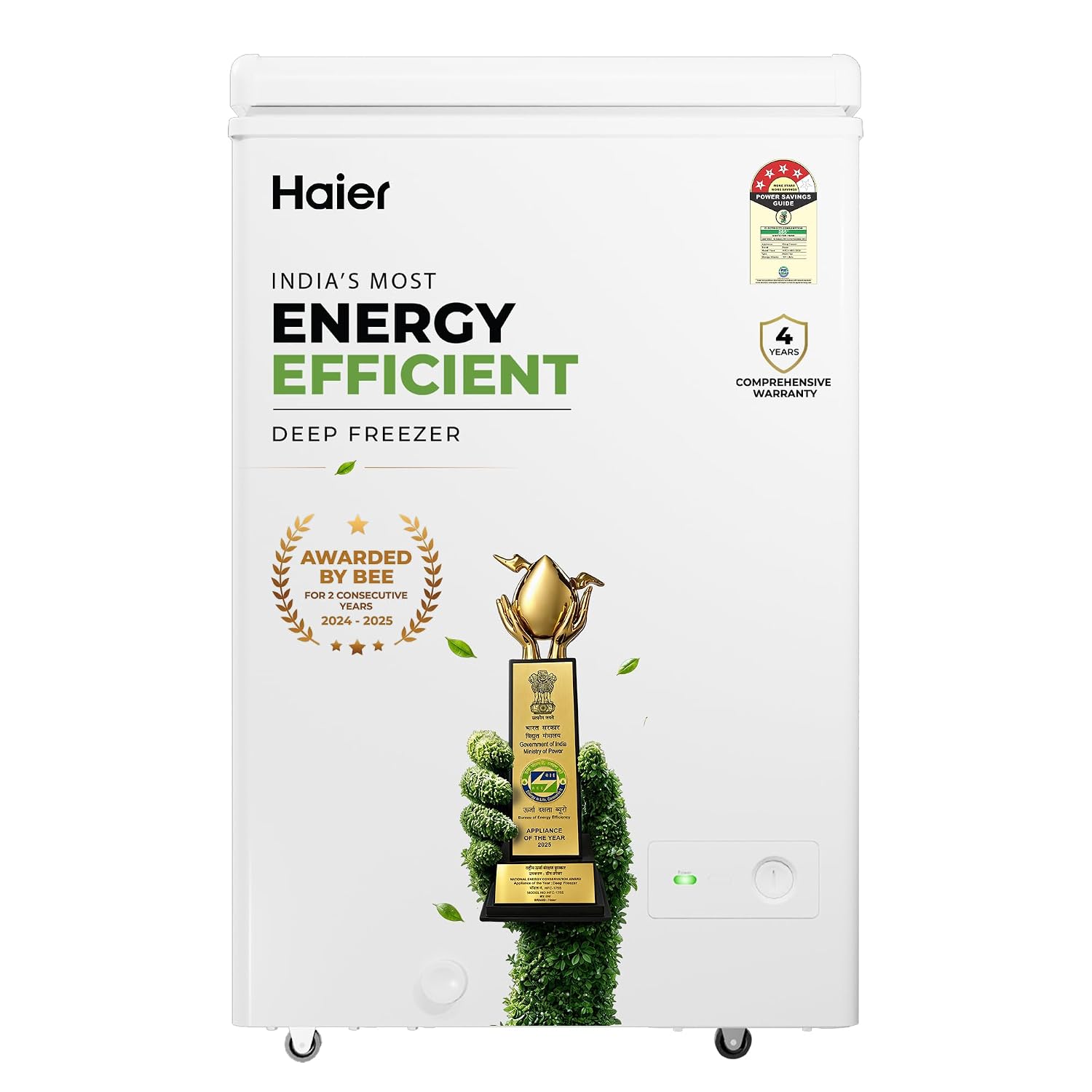 Haier HFC-145SPW4, 4 Star (2026 Star Rating) Single Door Convertible Deep Freezer, Heavy Duty Compressor with inside metal Liner, Compact Design with Removable Gasket (White, 102 L)