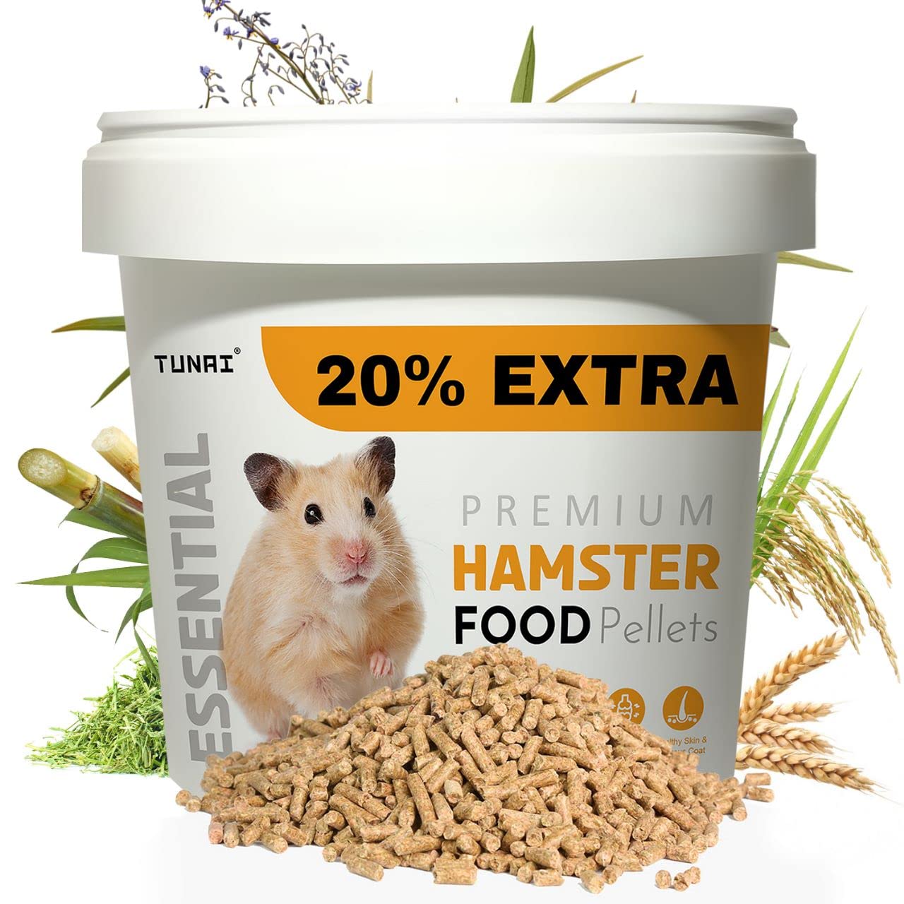 Tunai Hamster Food |500G+20% Extra| Fortified with DHA Omega 3&6 and Vitamins, Cane Molasses, Sun Curated Alfalfa Meal, Flax Seeds and Ground Rice, Oats,All Life Stages