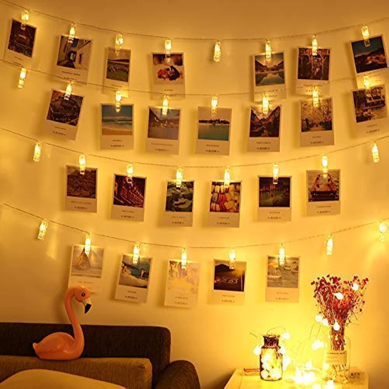 Desidiya ® 20 Photo Clip LED String Lights for Photo Hanging, Birthday, Festival, Wedding, Party for Home, Patio, Lawn, Restaurants Home Decoration (Warm White- Battery Powered) Copper