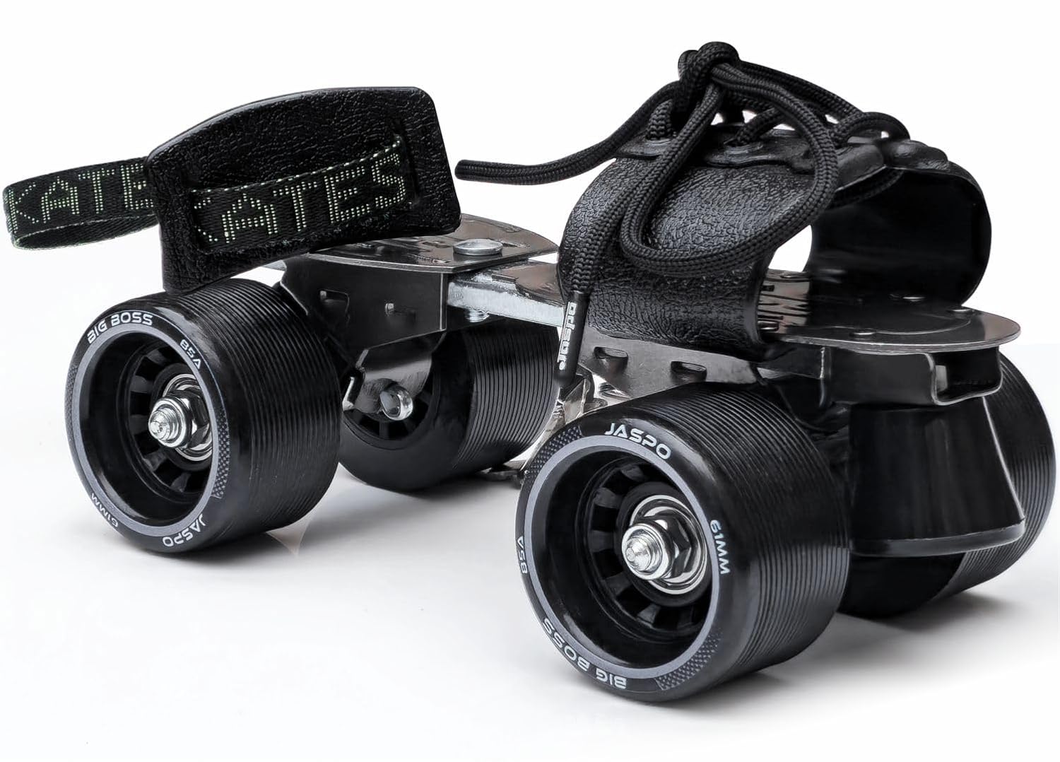 Jaspo Big Boss Adjustable Quad Roller Skates for Kids and Adults (6 Yrs & Above),Indoor Outdoor Wheels,Metal Body (21-27 cm Foot Length)| for Beginner & Advanced Skaters, Color-Black & Grey