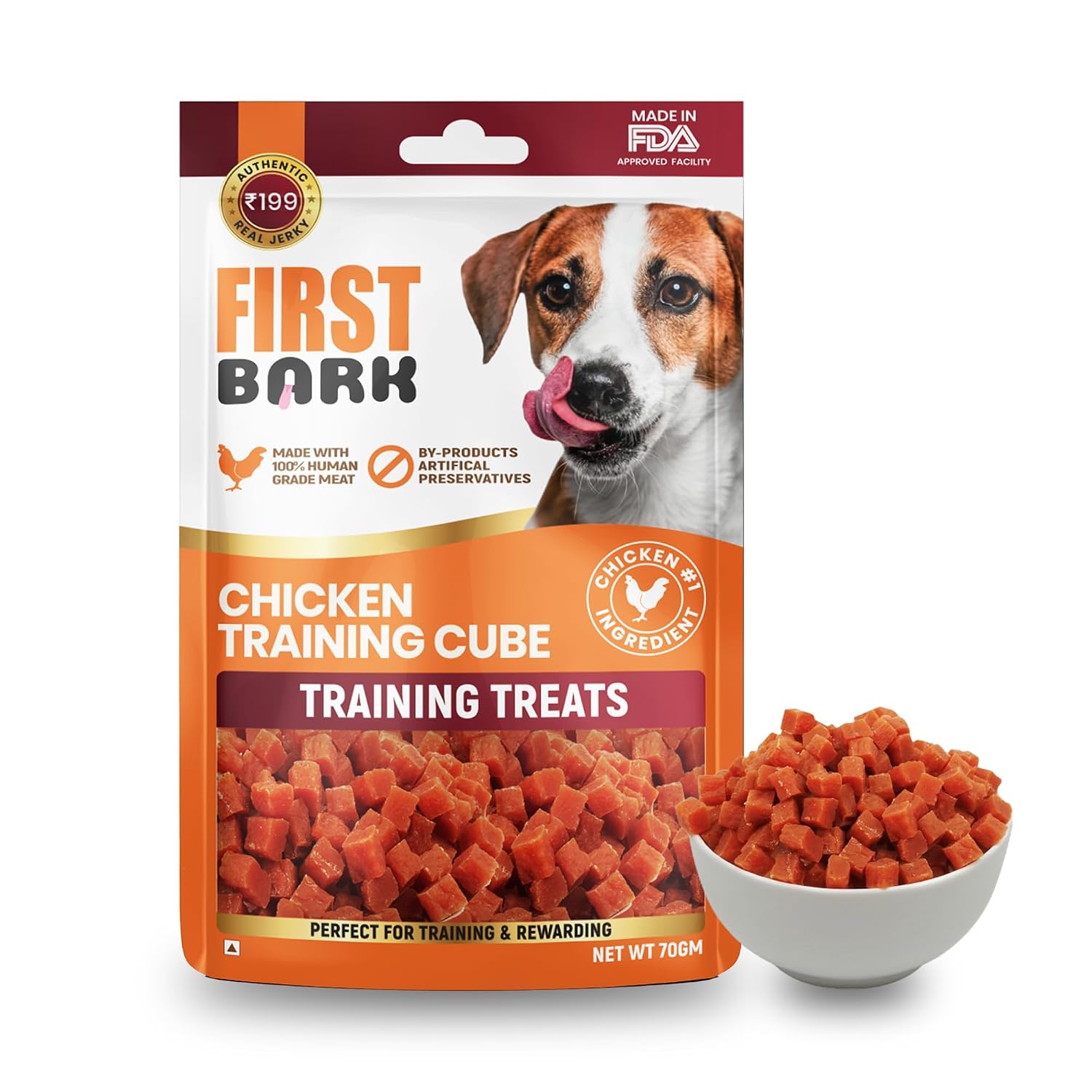 Dog Treats for Adult Dog & Puppy – Training Treats Bite-Sized Chicken Jerky for Dogs, Small Dogs & Shih Tzu | Puppy Treats & Dog Snacks –Chicken Training Cubes (70g) x1