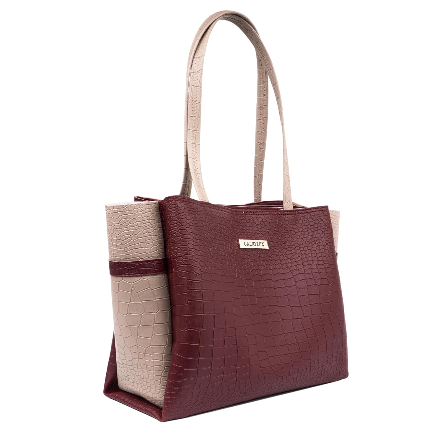 Carrylux Dual Tone Large Capacity Croco Pattern Tote Handbags Purses Shoulder Bag For Womens