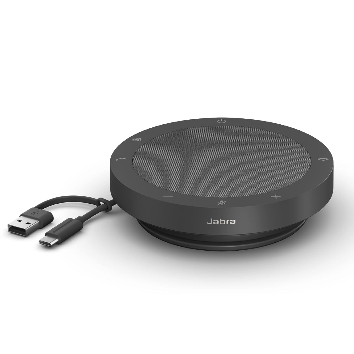 Jabra Speak2 40 Portable Speakerphone – 4 Noise-Cancelling Mics, 50mm Full Range Speakers with Wideband Audio for Clear Sound, USB-A/USB-C Connections – Certified Microsoft Teams Speaker