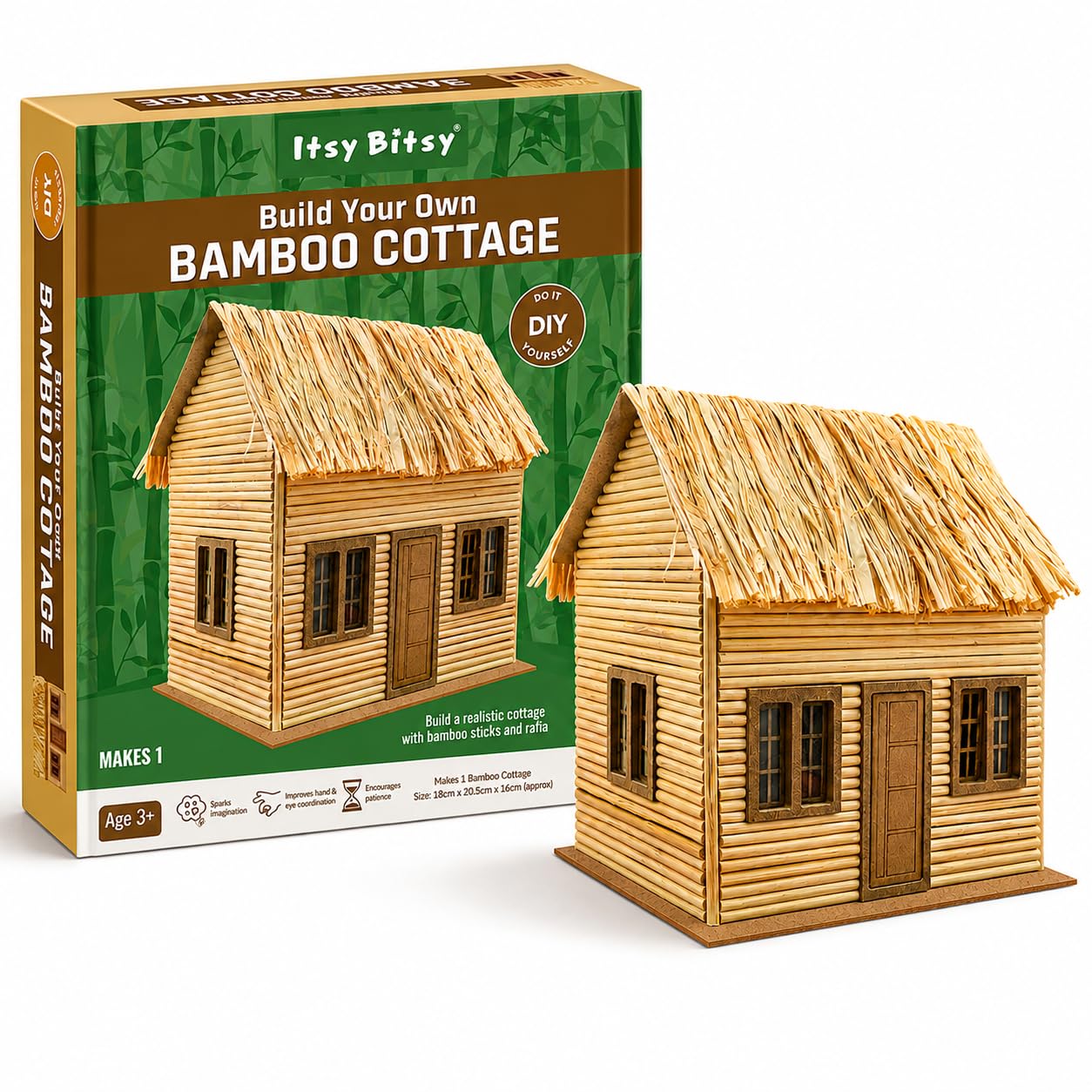 Little Birdie DIY Build Your Own Bamboo Cottage Kit | for Home Decoration, Art & Craft, Creative, Fun & Activity DIY Learning Kit | Gift for Kids, Girls and Boys