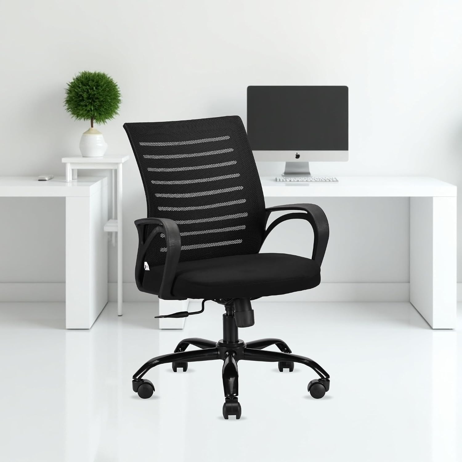 IAFA FURNITURE Diego Mid-Back Mesh Office Chair | 2 Year Warranty | Tilting & Height Adjustable Mechanism | Heavy-Duty Metal Base (Black) (DIY) (Black)