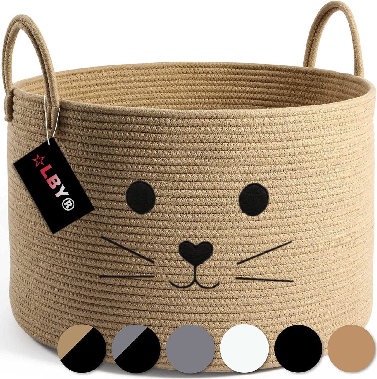 ALBY® Woven Baskets Bins for Shelf Storage &Organizing,Cotton Rope Cube Bins, Decor Woven Storage Bins, ROUND Storage Basket for Living Room, Natural