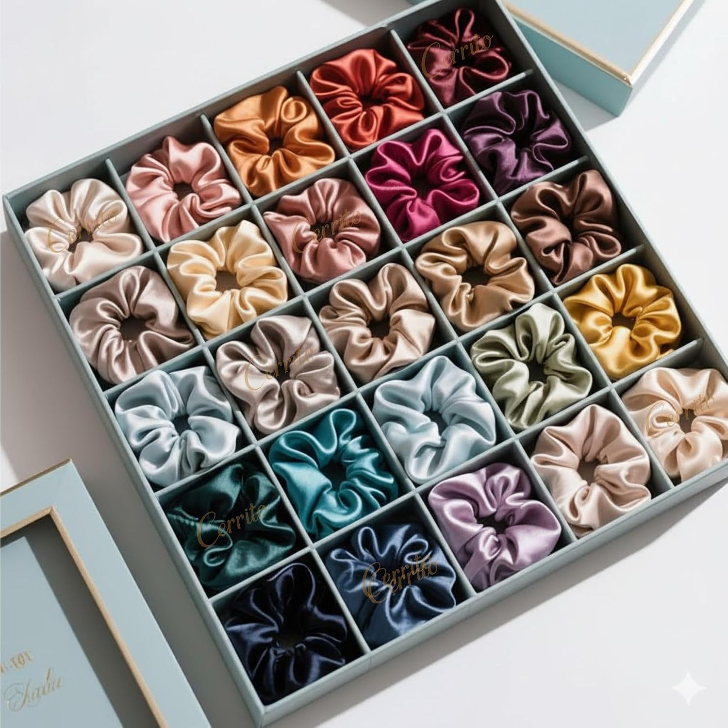Cerrito Satin Hair Scrunchies for Women & Girls, Soft, No-Crease, Gentle Hair Ties for Thick, Curly, Straight, Smooth Silk-Feel Elastic Scrunchy Set for Styling (Multi – 6 Pcs, No Box Include)