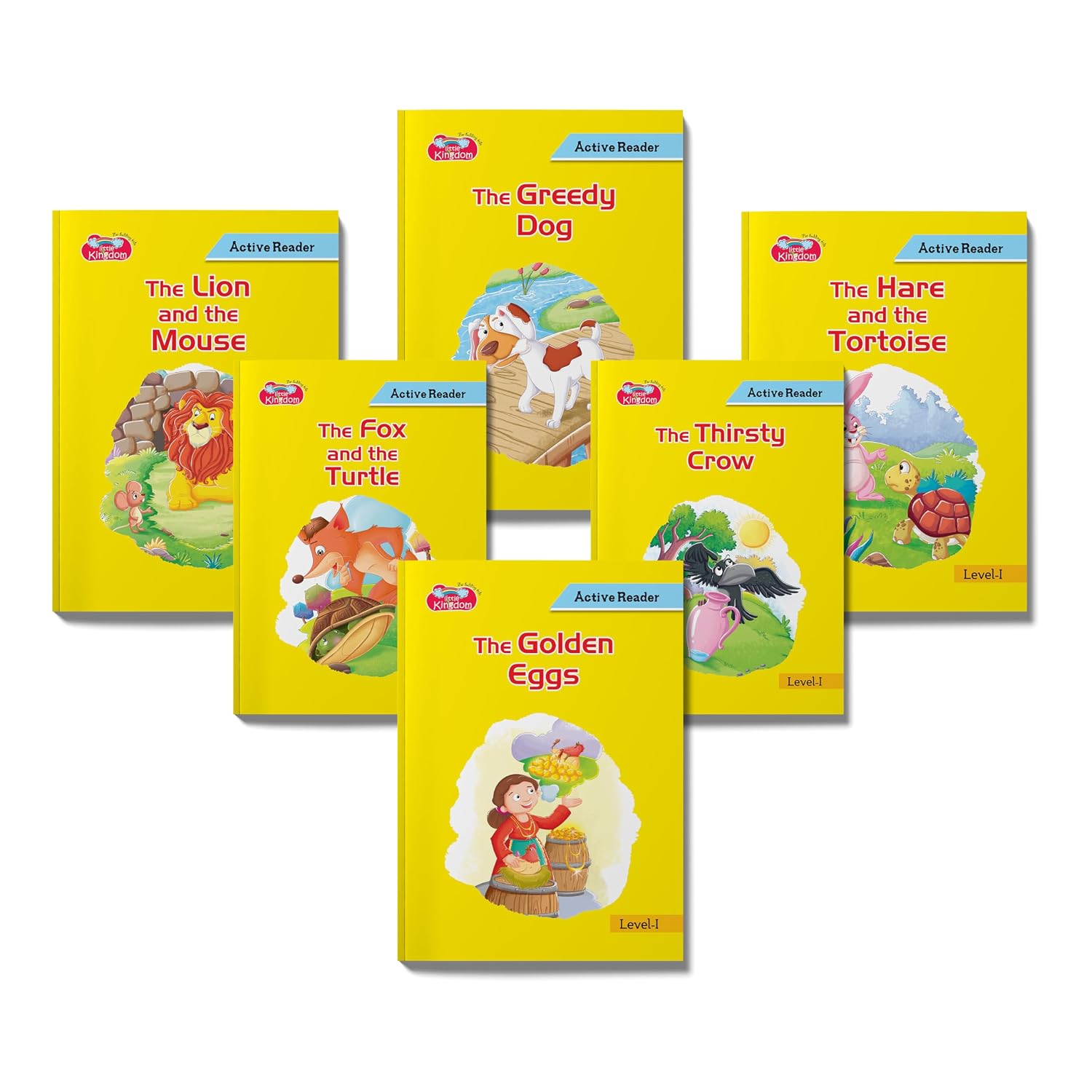 Active Reader Story Book Combo for Kids 4-6 Years | Set of 6 Moral Story Books | The Thirsty Crow, The Fox and The Turtle, The Golden Eggs, The Hare and The Lion | Creativity and moral understanding