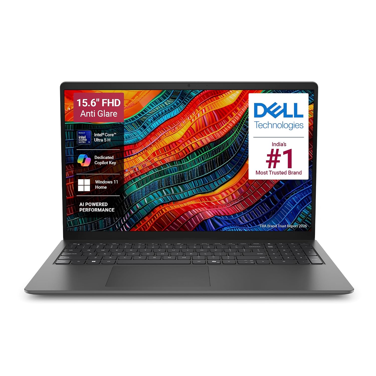 Dell 15 AI Powered Laptop, Intel Core Ultra 5 225H, 8GB DDR5 RAM, 512GB SSD, 15.6″ FHD Anti-Glare Display, Intel Arc Graphics, Standard Keyboard, Dedicated Copilot Key, Black, Win11 Home + MSO H&S’24