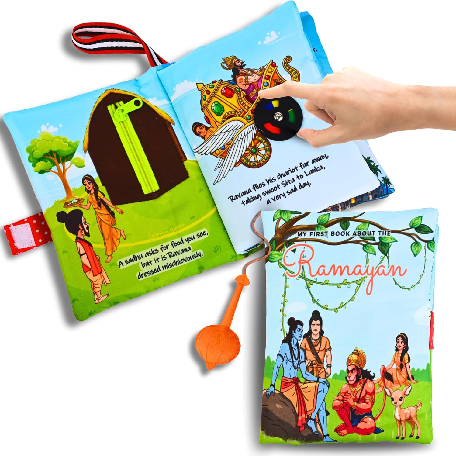 Seraphina My First Ramayan Cloth Book | Interactive Soft Baby Toy with Textures, Rattle & Zipper | Diwali & Dussehra Themed Toy for Ages 0-2 Years | Montessori Sensory Toys for Babies