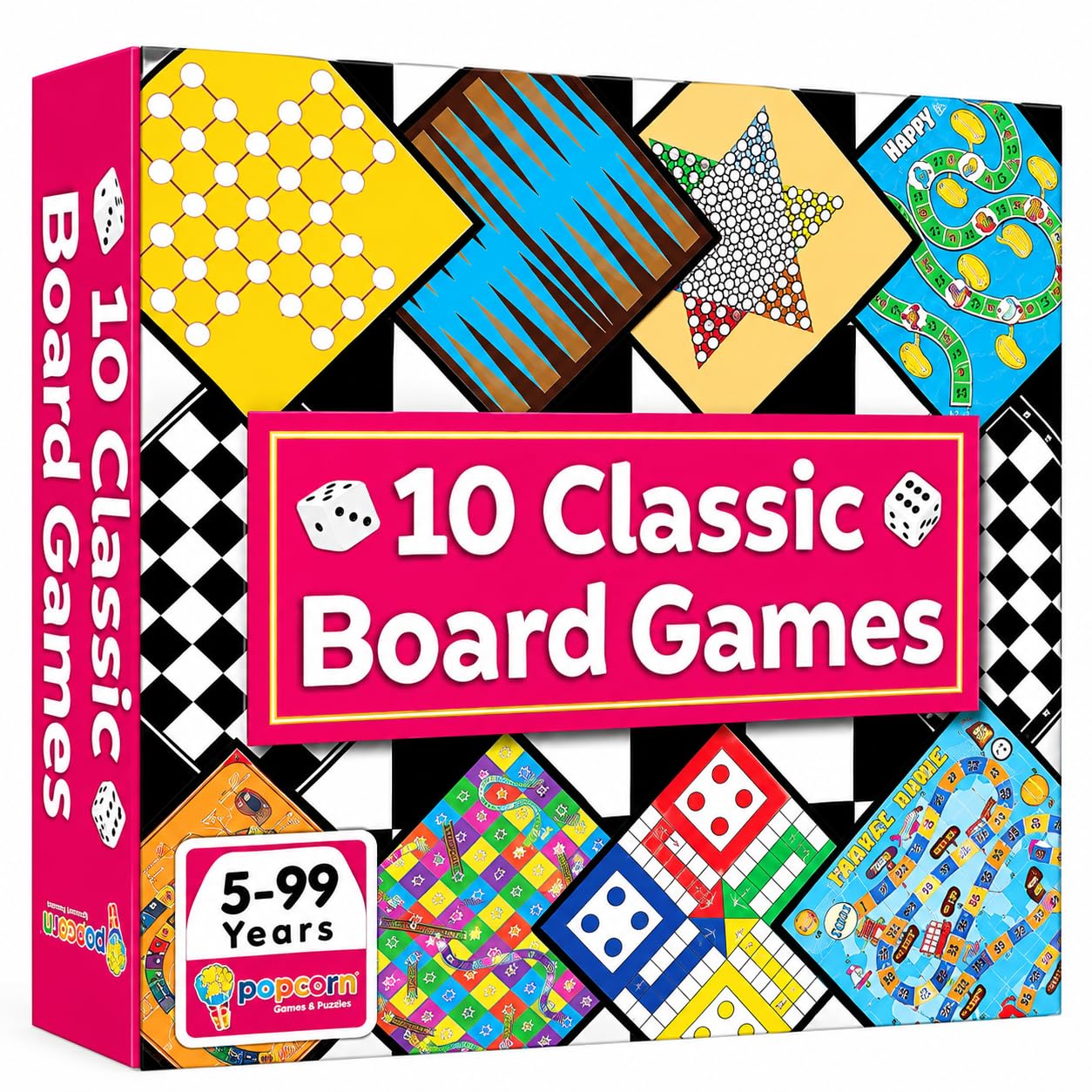popcorn Games & Puzzles Classic Board Games for Smart Kids|Help to Boost Decision Making,Strategic Thinking and Problem Solving (10 in 1)