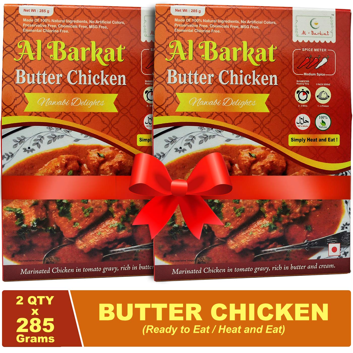 BUTTER CHICKEN 285g (Non-Veg Curry) – Pack of 2 (2 x BUTTER CHICKEN 285g) – Ready to Eat/Heat and Eat (Al Barkat)