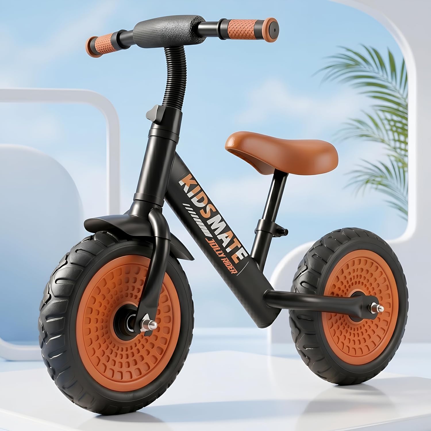 Kidsmate Jolly Rider Kids Balance Bike for 2-4 Years | Lightweight Pedal-Free Kids Balance Cycle with EVA Tyres, PU Foam Seat & Metal Frame | Baby Cycle Training Bike for Boys & Girls – Black