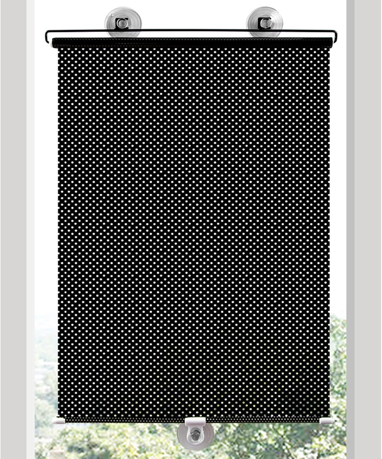 Retractable Car Window Sun Shade Roller Blind, Mesh Sunshade for Windows, Glass Doors & Home Windows, Suction Cup, Heat & Glare Reduction, Privacy Screen (40 x 125 cm, Black)