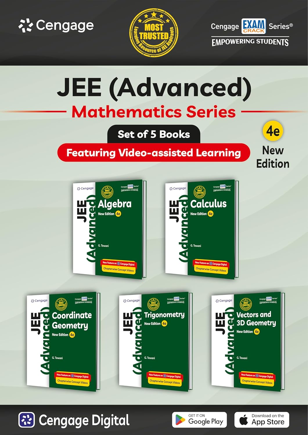 Cengage Mathematics Combo for JEE Advanced: Algebra + Calculus + Coordinate Geometry + Trigonometry + Vectors & 3D Geometry Set of 5 Books with Chapterwise Concept Videos & Online Assessments