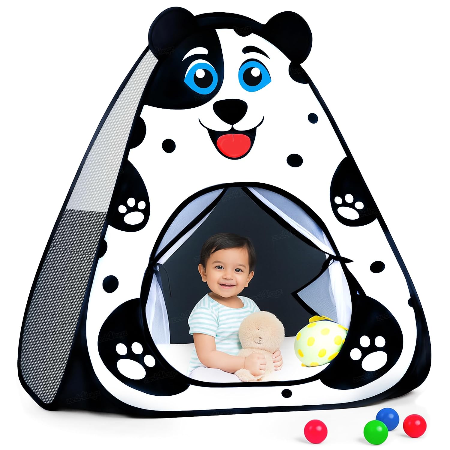 Zest 4 Toyz Popup Tent House for Kids Play House Foldable Tent House for Boys & Girls Easy to Set Up Baby Tent House 3 to 5 Years (Balls Not Included) – Black & White
