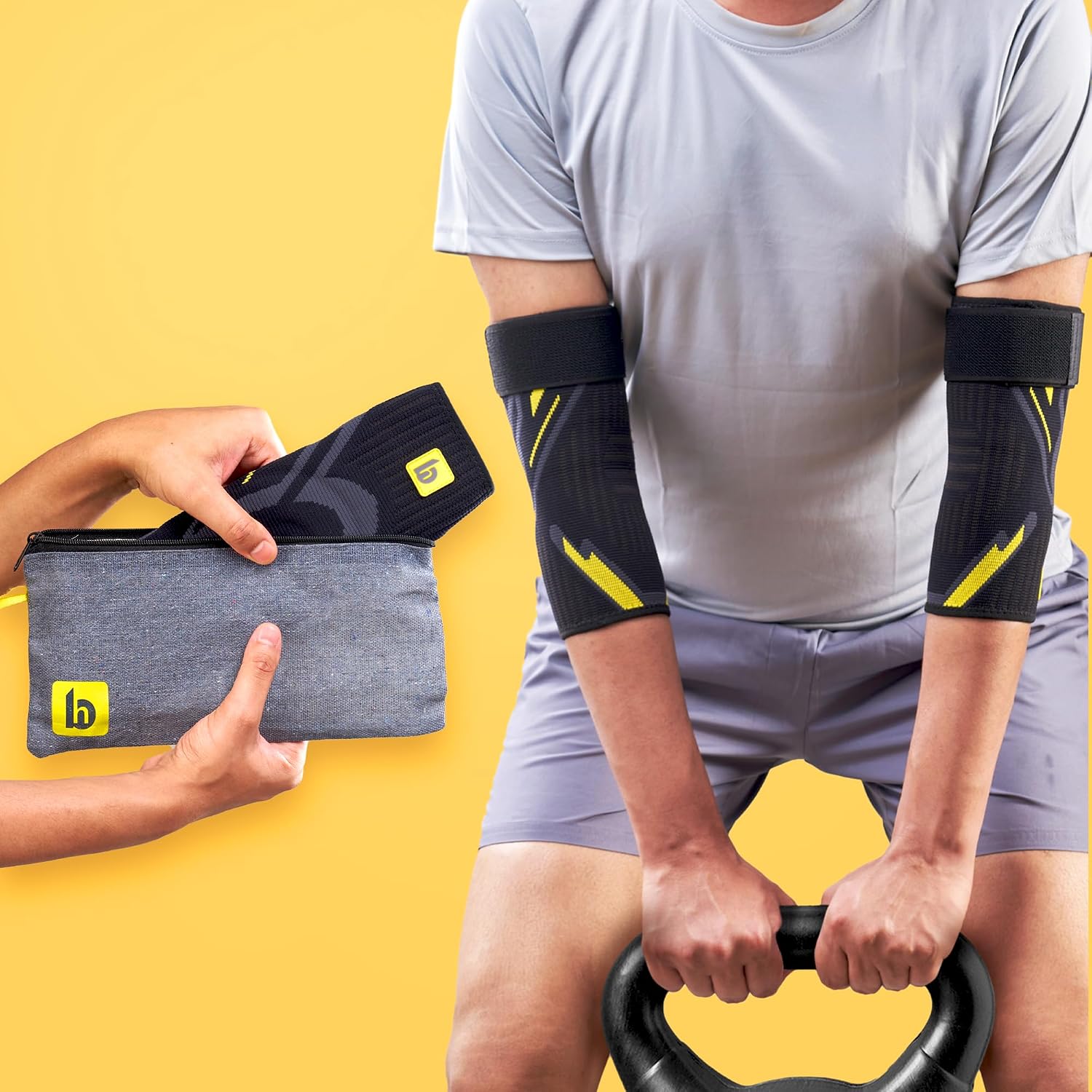 betterhood Premium Elbow Support with EasyMove StableMax Design for Gym, Sports, Day-long Use | Compression Elbow Sleeve for Tennis Elbow, Bursitis, Tendonitis, Arthritis, Injury Recovery (2 Pieces, L)