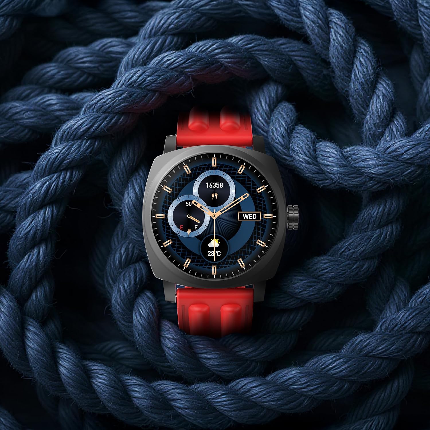 Pebble Endure 2 1.43” AMOLED Smartwatch with Always-On Display | Rotating Crown | BT Calling | Health Suite | Premium Rugged Build | Multiple Sports Modes| DIY Watch Faces | Step Tracker (Red)